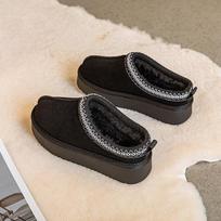 Women's Winter Ethnic-Style Fur Lined Leather Snow Boots with Thick Soles 35