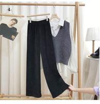 Women's Wide-Leg Mink Velvet Pants - 145cm, Casual Loose Fit for Autumn/Winter L (116-125 jin) gray