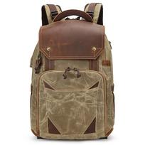 Retro European & American Waterproof Outdoor Camera & Laptop Shoulder Bag chaki