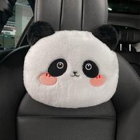 1pc Cute Car Neck Pillow Cartoon Design cute panda Car Headrest Simple Cute Interior Accessories Creative Gift for Girls white