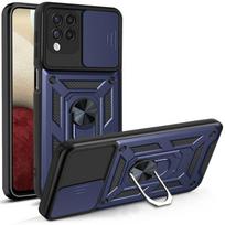 For Samsung Galaxy A12 Case Ring Holder Armor Shockproof Coque For Samsung A12 Galaxy M12 F12 A 12 Camera Lens Protection Fundas For Galaxy A12 tamsiai mėlyna spalva