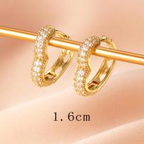 17KM Gold Color Ziron Hoop Earrings for Women Girls Retro Circle Heart Sparkling Stud Earring Set  Fashion Trend Jewelry