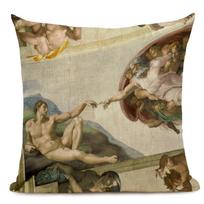 Michelangelo Famous Oil Painting Print Throw Pillow Case Italian Mural Decoration Pillowcase Sofa Cushion Cover 45X45CM
