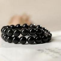 Premium Multi-color Obsidian Beads: Gold, Silver & Ice - Natural A-Grade, DIY Round Bracelet 4mm (Approx. 90 beads) black