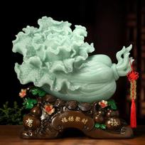 Attract Wealth Feng Shui Cabbage Ornaments Living Room Wine Entrance Office Decor Opening Housewarming Gift beige