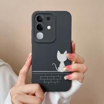 New Case For Vivo Y19S V30 V40e V50 Y04 T4x iQOO Z9s Y29 Y29S Y39 S19 Pro V40 Lite(IDN) Lovely Owl Kitten Slim Silicone Shockproof Shell For Vivo Capa Vivo Y29 4G black