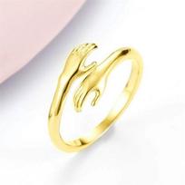S925 Sterling Silver Two-handed Hug Ring 7 US auksas