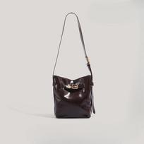 Niche Oil Wax Leather Simple Small Bucket Bag Retro Single Shoulder Crossbody Casual Small Bag Girl