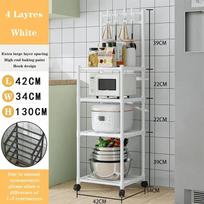 Virtuvės laikymo lentynėlė, mikrobangų krosnelės puodų lentynėlė, stovinti ant grindų, buitinių prieskonių laikymo lentynėlė, daugiasluoksnė, paprasta virtuvės organizatorius white