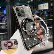 Krištolinė apyrankė telefono laikiklis blizgantis dėklas Huawei Pura 70 Ultra P70 P60 P50 P40 P30 Pro Mate 60 50 smūgiams atsparus dangtelis su laikikliu P30