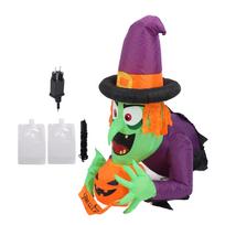 4.43ft Witch Broke Out From Window Inflatable Decoration Built in LED Light Outdoor Props Blow Up