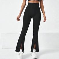 Exercise Trousers Running Yoga Pilates Gym Tight Leggings Flare Leggings Women High Waist Quick Dry Sports Pants Wide Leg Pants Plus Size XS juoda