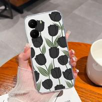 For Xaimo Poco X5 X4 X3 M5 M6 X7 X6 M7 F3 F4 14T 15 Pro Plus Phone Cover Exquisite Flowers Pattern Transparent Silicone Anti Slip Case For Xiaomi Capa Xiaomi Poco X7 Pro white