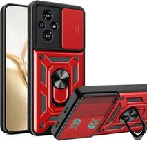 Armor Case For Honor 200 Lite Cover For Honor 200 Pro With Lens Protection With Ring Magnetic Holder Coque Fundas For Honor 200 raudona