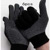 Darbo apsaugos pirštinės, plonos nailoninės neslystančios, vyriškos ir moteriškos dėvėjimuisi atsparios pralaidžios orui pirštinės 6pcs black