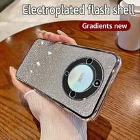 For Honor X9A Case Honor Magic 5 Lite Phone Case Shiny Glitter Plating Silicone Camera Lens Soft Back Cover For Honor X9A gray