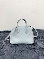 New Semi Wax Thread Eve Cowhide Mini Bowling Bag Small Shell Bag Leather Crossbody Handbag 18-9-14cm box