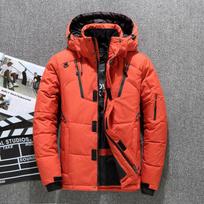 Kalėdų dovana Vyriška pūkinė striukė Snow Parkas Vyriški šiltai gobtuvai su vėjui atspariu žieminės pūkinės striukės viršutiniai drabužiai S oranžinė