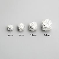 925 Sterling Silver Thai Diamond Spacer Beads for DIY Bracelets - Polygonal Loose Beads 7mm each