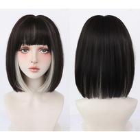 Short Bob Wig For Women - Trendy Full Head Ear-Length Ombre Hair, Perfect For Round Faces With Bangs, Chic Inward Curls, And Every Day Wear juoda