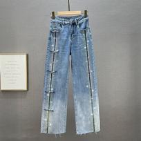 2023 European High-Waist Wide-Leg Jeans: Women's Loose-Fit Trendy Mopping Pants for Spring & Autumn 28, for 105-115 jin gray
