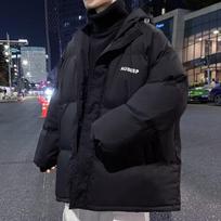 Men's Trendy Hong Kong Style Winter Stand Collar Thick Jacket - Loose Fit, Solid Color, Printed Design L juoda