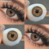 FUNSACHY 2pcs Colored Contact Lenses for Eyes Brown Color Makeup Contacts Lens Fashion Beautiful Cosmetic Gray Pupil Yearly Use