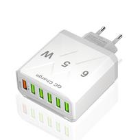 65W 6 Ports USB Fast Charger EU/US/UK Plug Quick Charge 3.0 for IPhone 16 15 14 13 Xiaomi Samsung Redmi K60 Travel Mobile Wall Charger EU Plug balta