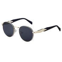 Akiniai nuo saulės apvaliais rėmeliais Moteriški madingi Pažangaus stiliaus metaliniai akiniai nuo saulės Vyriški akiniai nuo saulės black