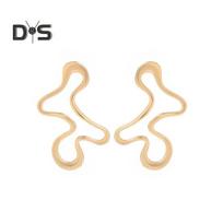 1 Pair Women Earrings Liquid Magma Metal Heart Drop Earrings Geometric Irregular Pleated Earrings Fashion Accessories auksinė