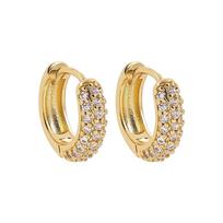 Hot sale hip-hop diamond-set earrings ring-type round earrings personalized micro-set zircon full diamond ear buckle for men and women copper-plated real gold white