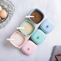 Kviečių šiaudų prieskonių dėžutė Plastikinis prieskonių indelis Virtuvės druskos pagardų tūbelės Laikymo dėžutės Konteineriai