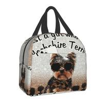 Just A Girl Who Loves Yorkies Thermal Insulated Lunch Bag Yorkshire Terrier Resuable Lunch Container Multifunction Food Box 22x20x13CM smėlis