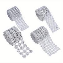 4 Sets of Clothing Accessories with Mesh Drills Candle Bottle Decoration Hollow Thread Drills Gift Box Flower Packaging with Manual DIY Decoration 4 pcs white