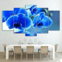 Mėlyos orchidėjos gėlės plakatas 5 vnt. drobės paveikslas spausdinys sienų menas drobės tapyba sienų dekoras svetainei  be rėmo 20x35cm*2  20x45cm*2  20x55cm*1