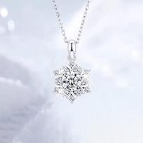 First Snow Imprint Snowflake Necklace Light Luxury Temperament Pendant Christmas Day Clavicle Chain