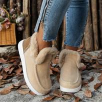 Botas romanas cálidas y cómodas para mujer, Botas cortas informales de terciopelo, con punta redonda, para la nieve, a la moda, 36 smėlis