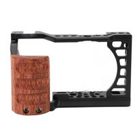 Camera Cage Aluminum Alloy Protective Camera Full Cage Kit with Wooden Handle for A6500 A6000 A6300