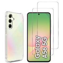 Shockproof Case for Samsung Galaxy A56 5G and 2 Tempered Glass Screen Protector Phonillico® skaidri