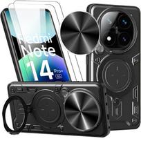 Case for Xiaomi Redmi Note 14 Pro Plus 5G, with Camera Protection - Black + 2 Tempered Glass - EFConnection®