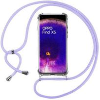 Neck Strap Case - E.F.CONNECTION - OPPO Find X5 - Shockproof - Purple Cord - Transparent Silicone