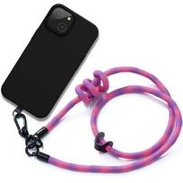Coque Cordon pour iPhone 15 Noir Anti-Rayures Antichoc avec Cordon Démontable Rose