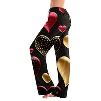 Women's Casual Straight Pants Valentine's Day Heart Printed Casual Pants L juoda