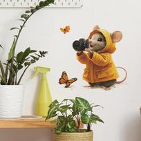 Cartoon Photo Mice Butterfly Bedroom Living Room Entrance Home Beautification Wall Stickers 29*29cm/fun-f480