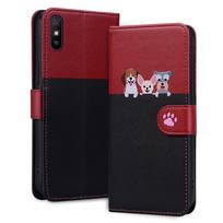Magnetinis odinis piniginės dėklas su atvartu Xiaomi Redmi 9A 9C 12C 13C 14C Note 8 9 9T 10 11 12 13 14 Pro telefonui Mielas animacinis gyvūnėlis Redmi Note 14 Pro black