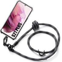 Cord Case for Samsung Galaxy S21+ - S21 Plus Shockproof Protection Reinforced Corners with Sturdy Cord Grey pilka