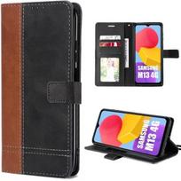 Coque semi-rigide pour Samsung Galaxy M13 - BOOLING - Fermeture magnétique en cuir PU marron et noir ruda