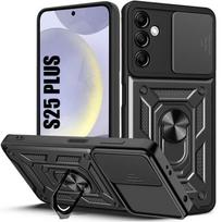 Case for Samsung Galaxy S25 Plus (Galaxy S25+) Durable Protection with Stand and Camera Cover - Black