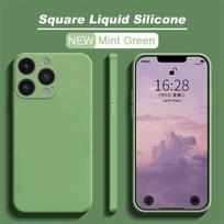 For iPhone 15 Pro Max Case Liquid Silicone Cover For iPhone 15 14 13 8 7 Plus Cover TPU Rubber Phone Protective For iPhone 15 žalia