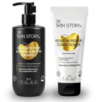 The Skin Story Šampūnas ir kondicionierius be sulfatų plaukų priežiūros rinkinys | Šampūnas su keratinu be sulfatų (450 ml) ir Keratino kondicionierius (250 g) | Kombinuotas rinkinys
